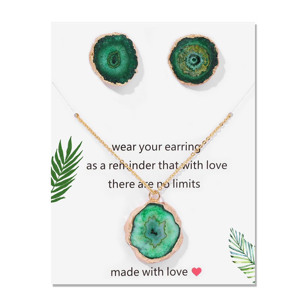Cluster Stud Ear - Natural Green Druzy Agates Cluster Pendant