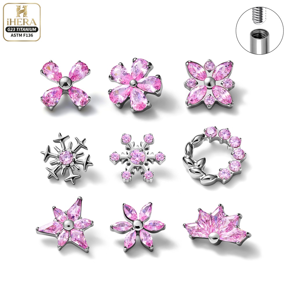 Cluster Stud Ear - ASTM F136 Titanium Sparkly CZ Cluster