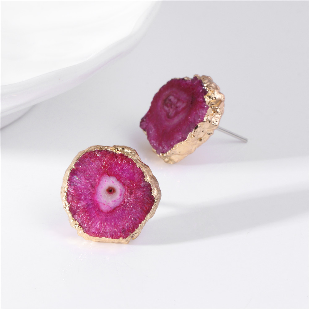 Irregular Druzy Geode Agates E - Cluster Stud Ear review and price