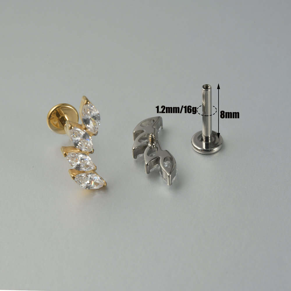 1PC Zircon G23 Solid Titanium  - Cluster Stud Ear review and price