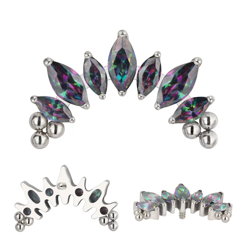 ASTM F136 Titanium PIERC 7 CZ  - Cluster Stud Ear review and price
