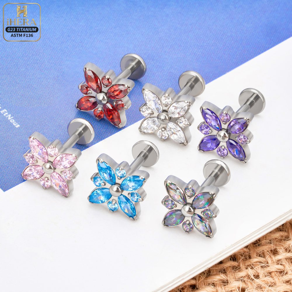 ASTM F136 Titanium Sparkly CZ  - Cluster Stud Ear review and price