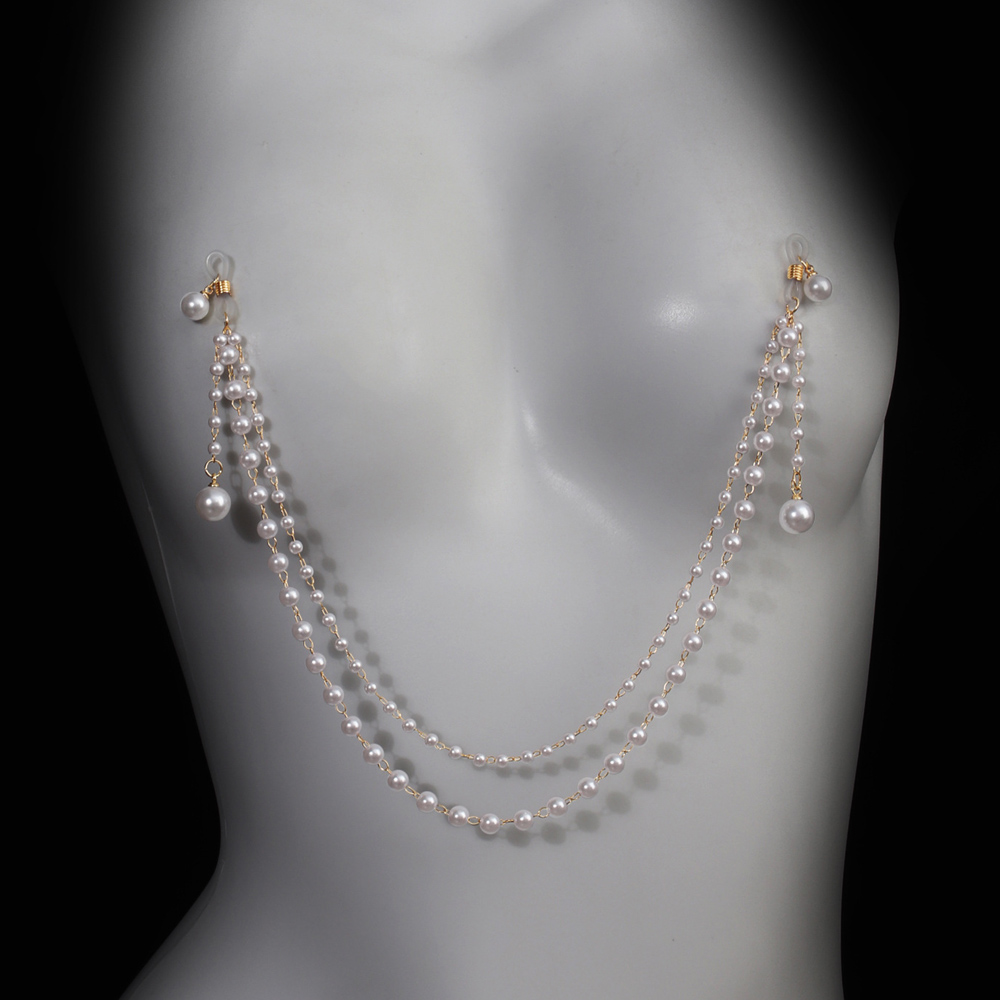 Imitation Pearl Tassel Chest C - Body Jewelry And Piercing review and price
