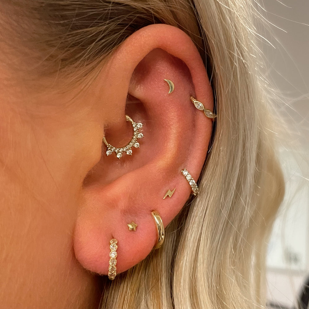1PC Star Moon Lightning Zircon - Body Jewelry Cartilage Earrings review and price
