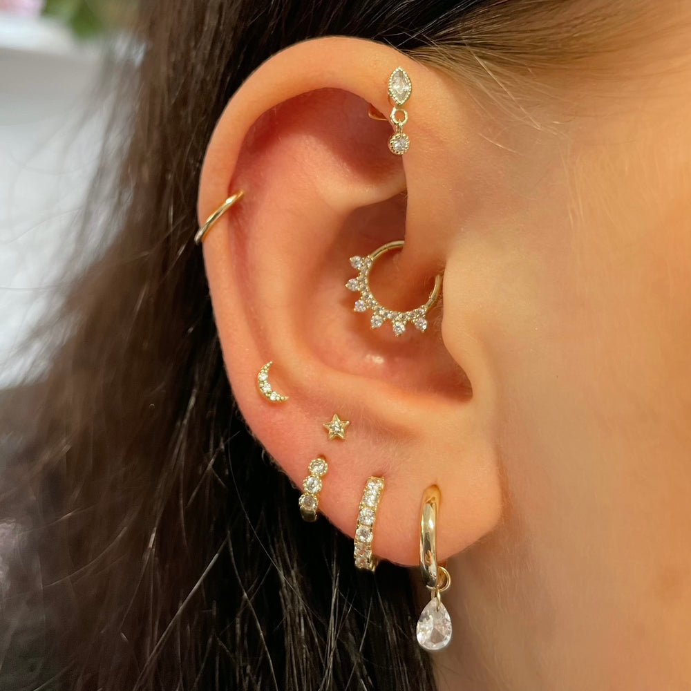 1PC Star Moon Lightning Zircon - Body Jewelry Cartilage Earrings review and price