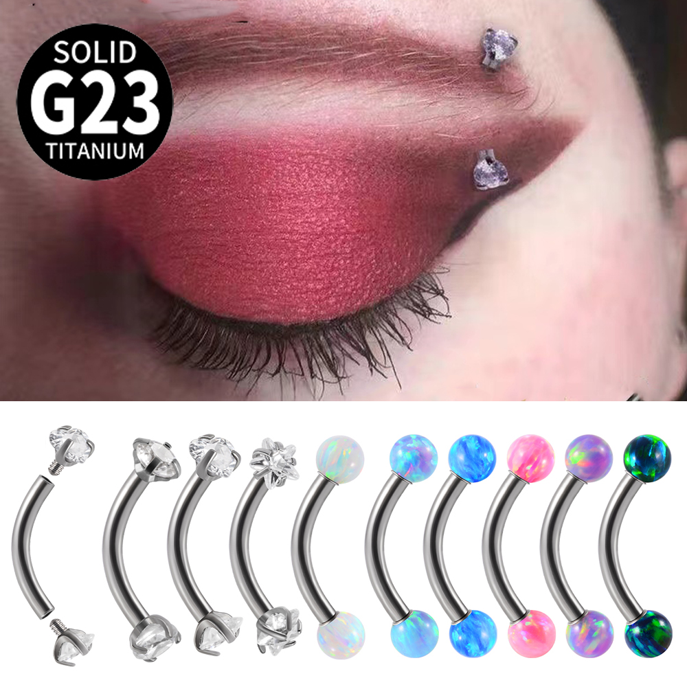 1PC G23 Titanium CZ Internally - Eyebrow Curved Barbell review and price