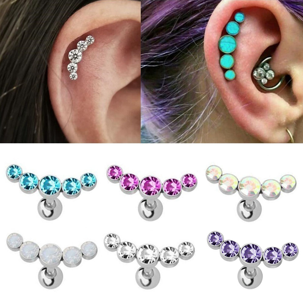 1Pcs Fashion 16G Crystal Gem O - Body Jewelry Cartilage Earrings review and price