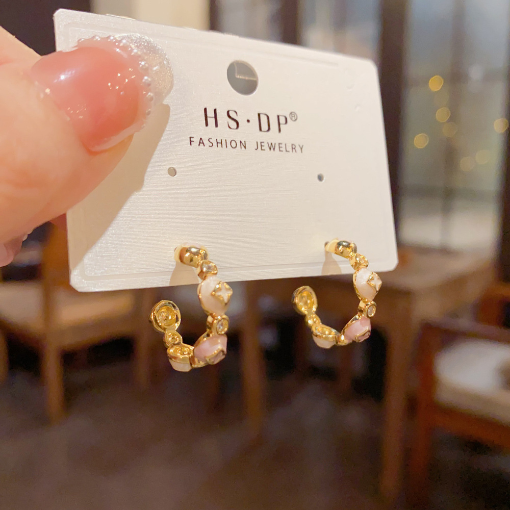 Enameled Floral Cluster Half H - Cluster Stud Ear review and price