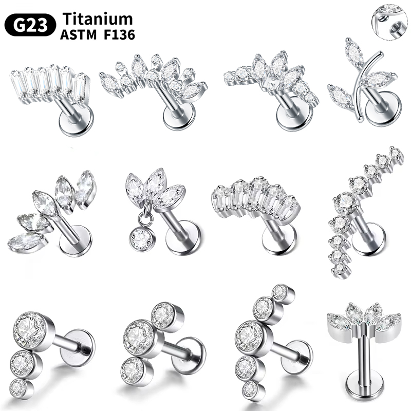 1/5Pcs G23 Titanium Ear Labret - Cluster Stud Ear review and price