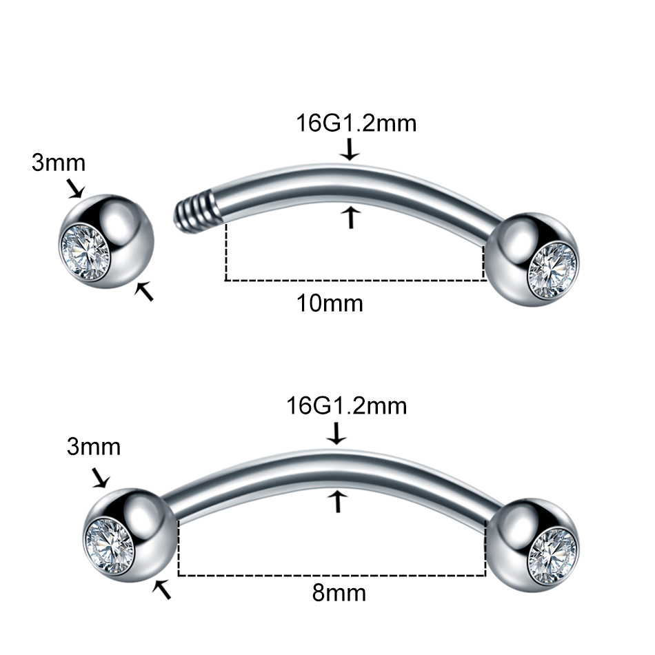 1PC Stainless Steel Crystal Ey - Eyebrow Curved Barbell review and price