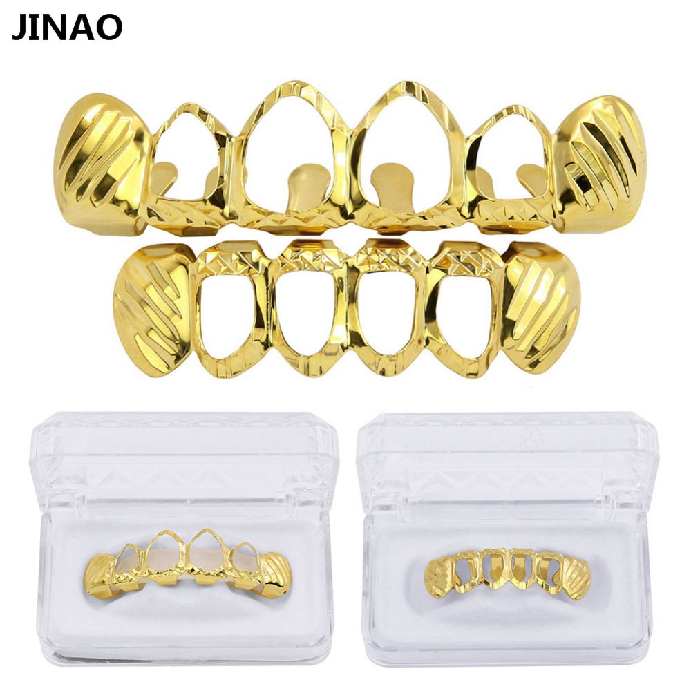 JINAO New Fit D-Cut Grillz Set - Body Jewelry Gold Plated review and price