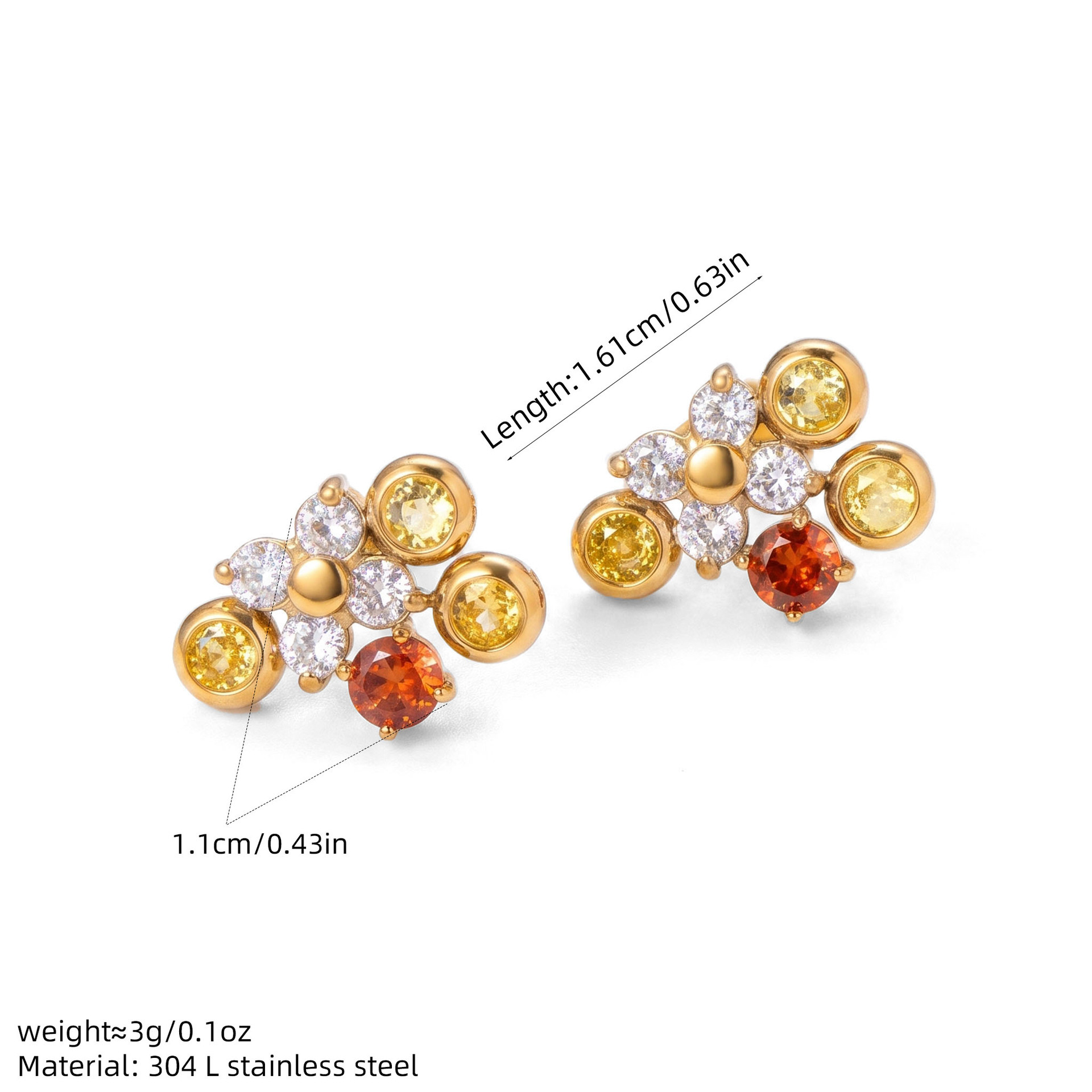 Stainless Steel Zircon Stud Ea - Cluster Stud Ear review and price