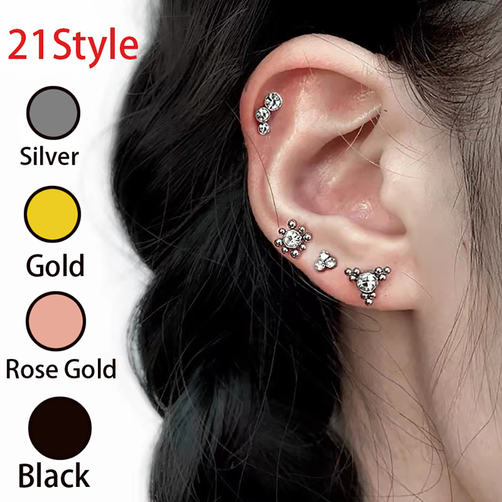 1PC Black Gold Silver Color St - Cluster Stud Ear review and price