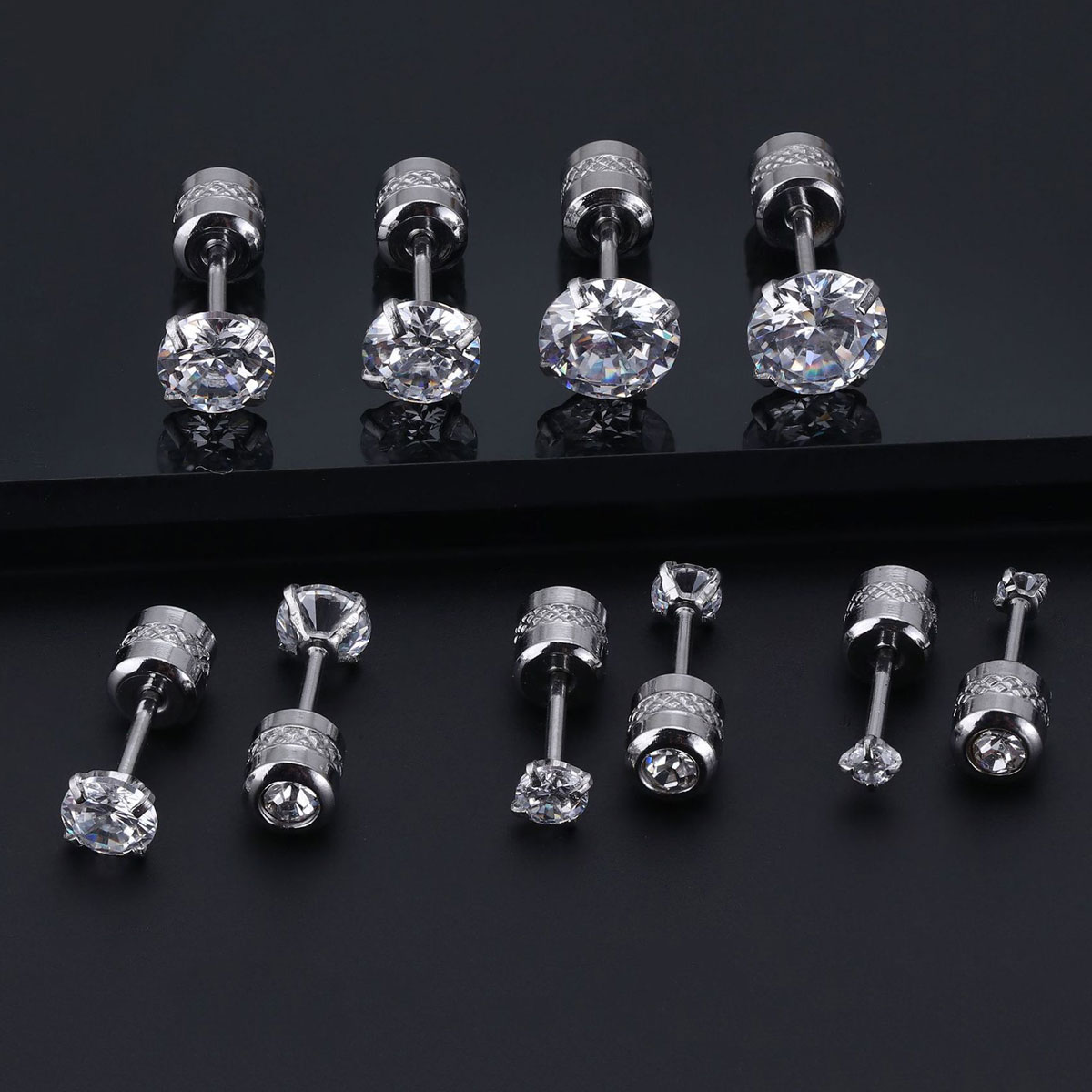 2PC Stainless Steel Mini Cryst - Body Jewelry Cartilage Earrings review and price