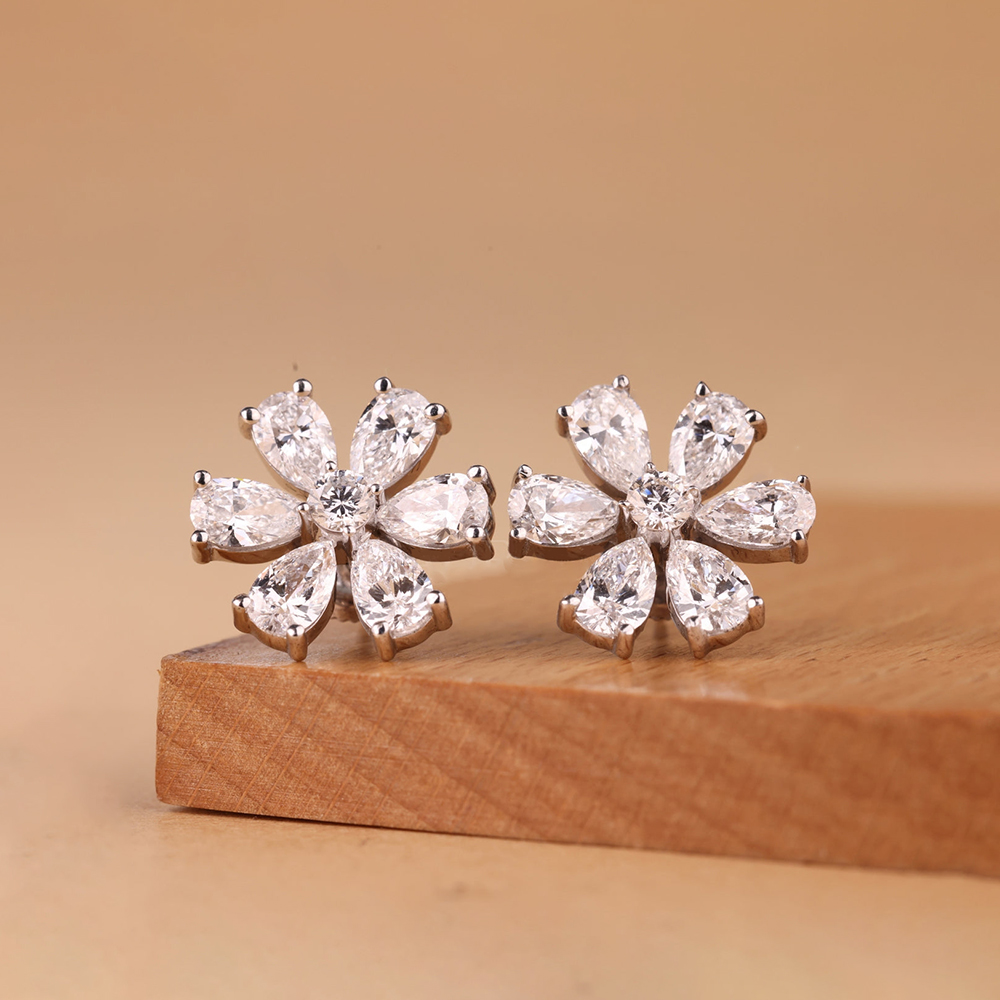 Cluster Flower Full Moissanite - Cluster Stud Ear review and price