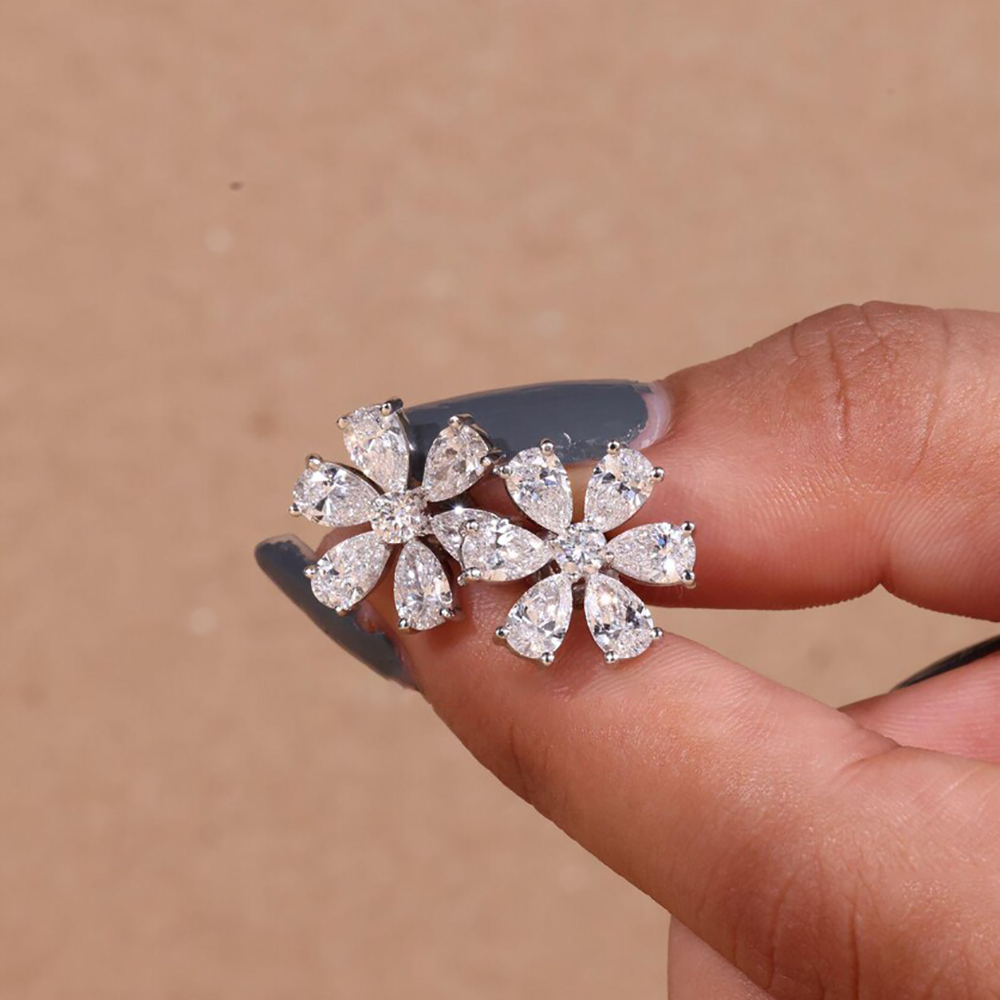 Cluster Flower Full Moissanite - Cluster Stud Ear review and price