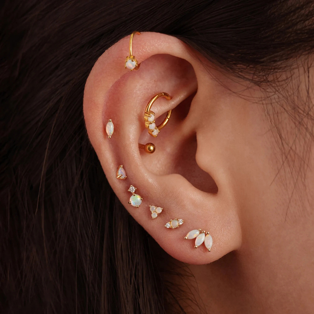 2PCS Stainless Steel Opal Mini - Body Jewelry Cartilage Earrings review and price