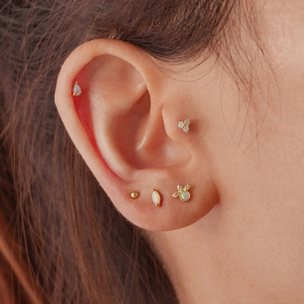 2PCS Stainless Steel Opal Mini - Body Jewelry Cartilage Earrings review and price