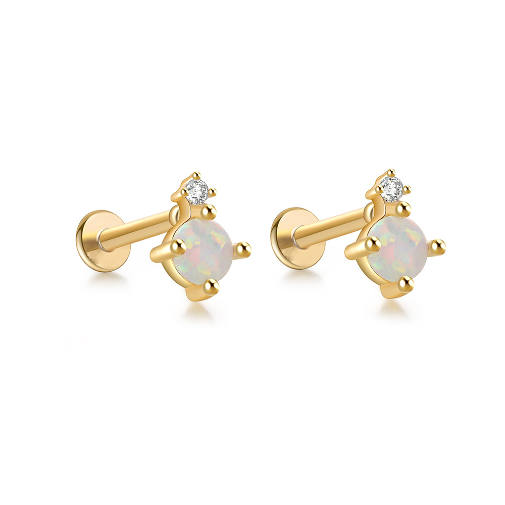 2PCS Stainless Steel Opal Mini - Body Jewelry Cartilage Earrings review and price
