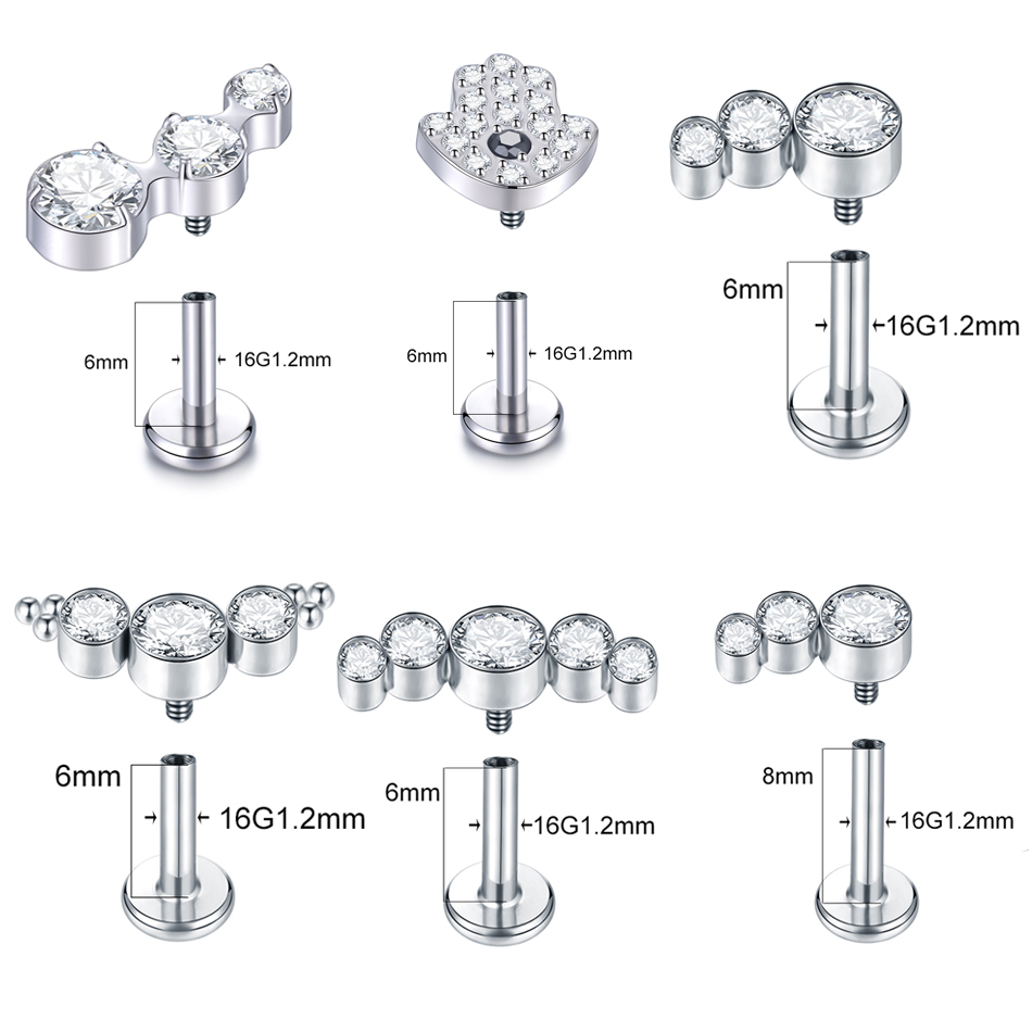 1PC Titanium 16G CZ Gem Labret - Cluster Stud Ear review and price